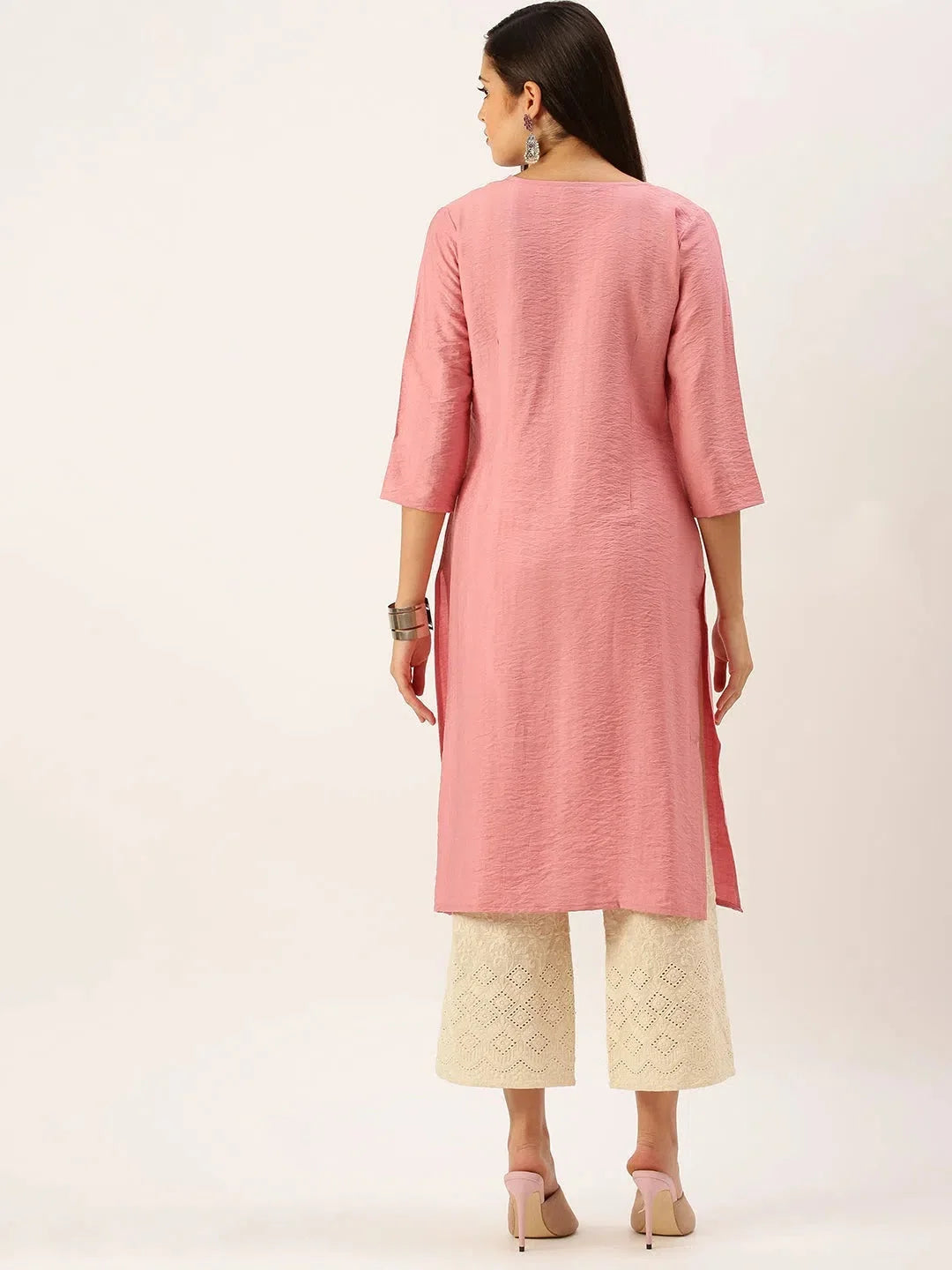Pink Cotton Kurta: Solid Indian Kurta for Women | DesiQlo