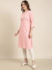 Women Straight Pink Solid Kurta-DF-1385-Pink