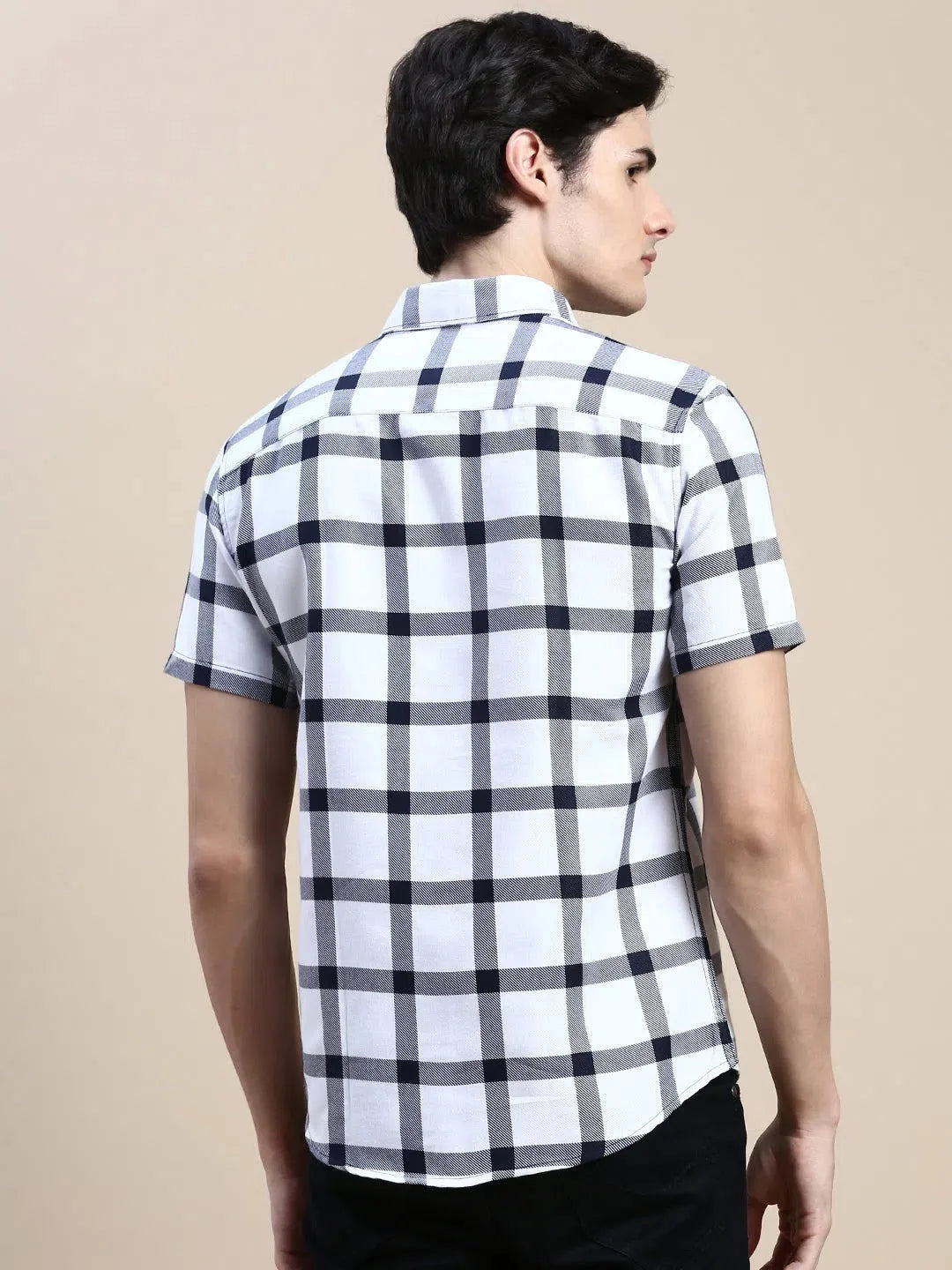 Shop White Checked Mens Shirt - Cotton Casual Shirt | DesiQlo