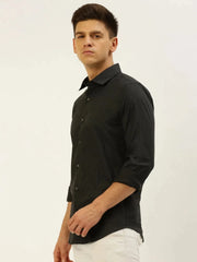 Men Black Printed Casual Shirt-FLIORIONIEPRINT-3554-Black