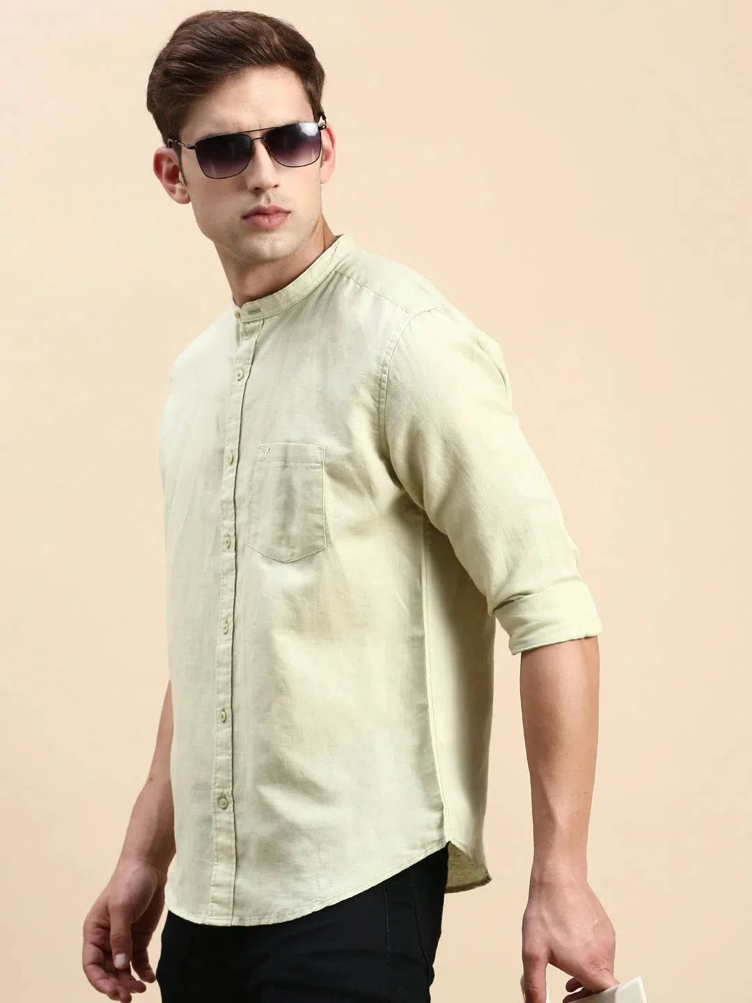Men's Green Solid Shirt | Casual Cotton Shirt - DesiQlo