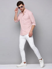 Men Pink Solid Casual Shirt-MONTIKNITS-3369-Pink