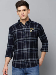 Men Navy Checked Casual Shirt-NEOCHECKS-5174-Navyblue