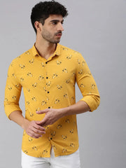 Men Yellow Printed Casual Shirt-STANDARDPRINT-1294-Yellow