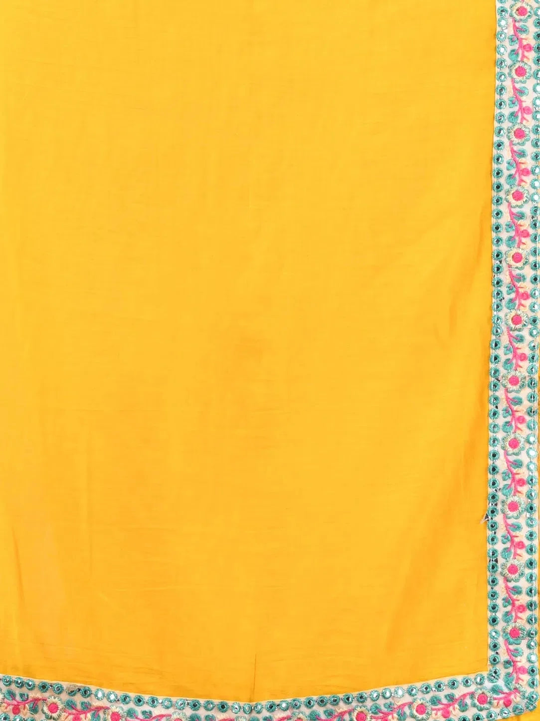 Yellow Cotton Saree with Embroidery | Indian Sari Collection