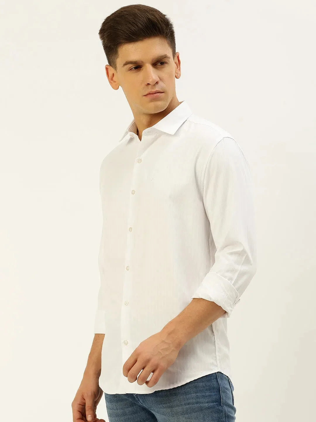 White Solid Cotton Mens Shirt - Formal & Casual | DesiQlo