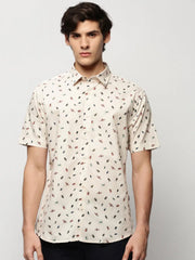 Men Cream Printed Casual Casual Shirts-JUPITERPRINT-1781-Cream