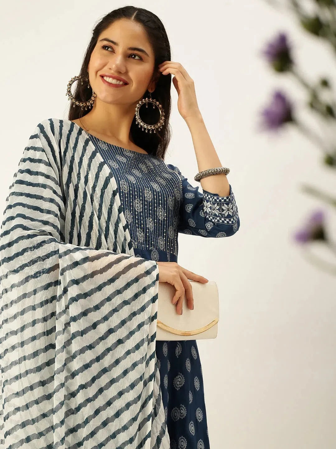 Blue Printed Women's Kurta Sets | Cotton Indian Kurta Sets Collection