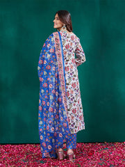 Women Kurta Pant Dupatta Set-2004WHITE