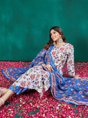 Women Kurta Pant Dupatta Set-2004WHITE