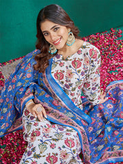 Women Kurta Pant Dupatta Set-2004WHITE