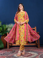 Women Kurta Pant Dupatta Set-2006YELLOW