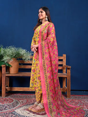 Women Kurta Pant Dupatta Set-2006YELLOW