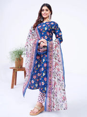 Women Kurta Pant Dupatta Set-2008BLUE
