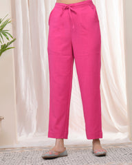 Women Rani Cotton Flax Solid Straight Pants-200VAASRANI