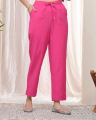 Women Rani Cotton Flax Solid Straight Pants-200VAASRANI