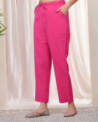 Women Rani Cotton Flax Solid Straight Pants-200VAASRANI