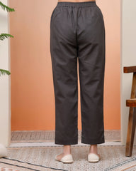 Women Charcoal Cotton Flax Solid Straight Pants-204VAASCHARCOAL
