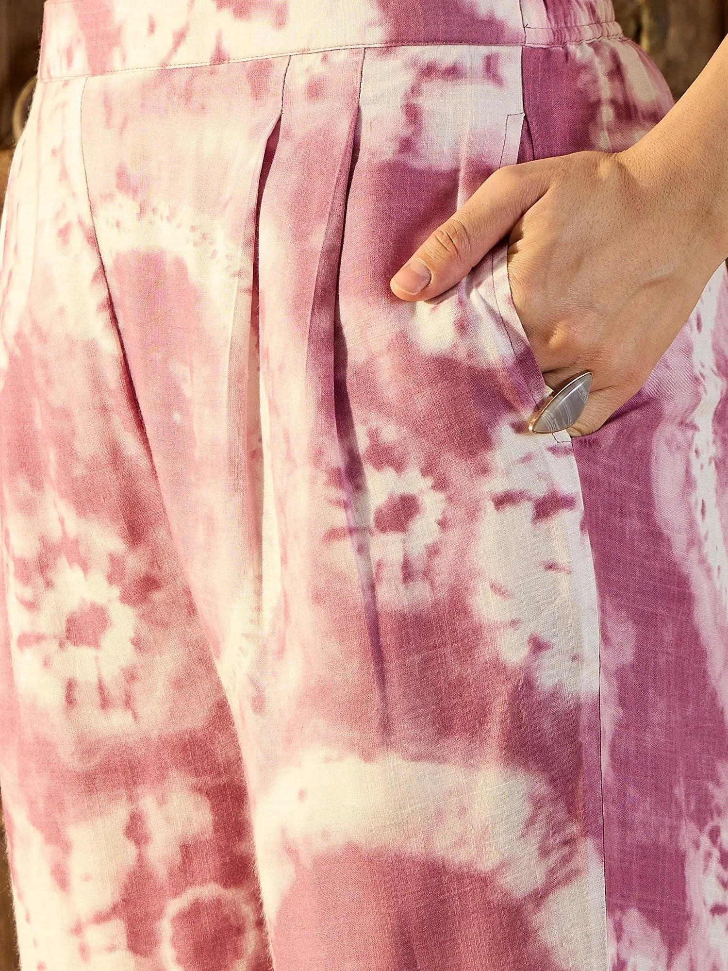 Lavender Tie Dye Co Ord Sets Women - Printed Rayon Two Piece