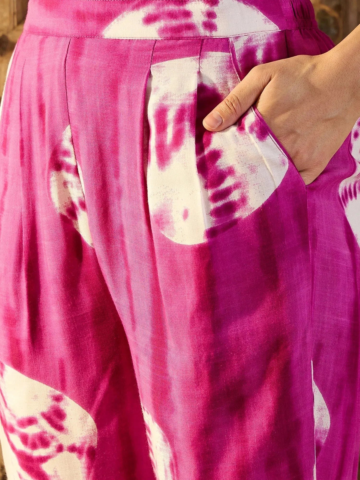 Magenta Tie Dye Printed Co Ord Sets for Women | Two Piece Sets