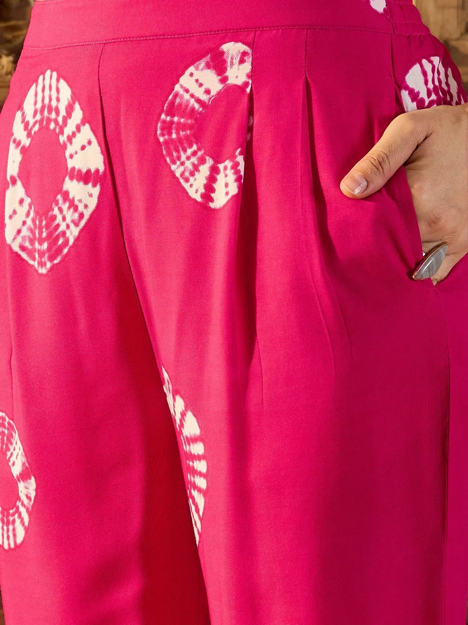 Pink Tie Dye Co Ord Sets - Women's Printed Rayon Two Piece Sets