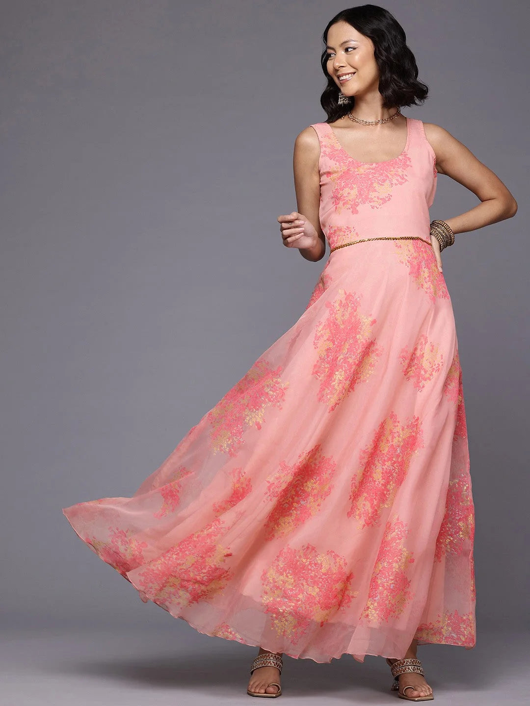Floral Organza Ethnic Gown - Shop Indian Dresses Online Now!