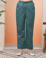 Women Ferozi Cotton Flax Solid Straight Pants-206VAASFEROZI