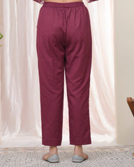 Women Magenta Cotton Flax Solid Straight Pants-209VAASMAGENTA