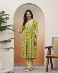 Women Mustard Cotton printed Straight Kurti-212VAASMUSTARD