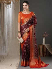 Women's Georgette Purple Woven Design Designer Saree With Blouse Piece-21ALEKHA2102