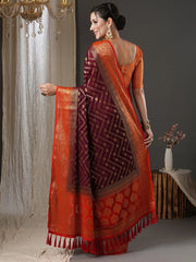 Women's Georgette Purple Woven Design Designer Saree With Blouse Piece-21ALEKHA2102