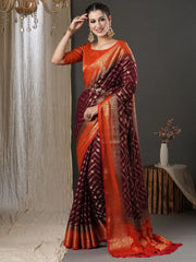 Women's Georgette Purple Woven Design Designer Saree With Blouse Piece-21ALEKHA2102
