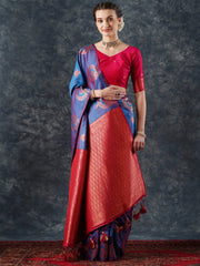 Women's Blend Pink Woven Design Designer Saree With Blouse Piece-33ALEKHA3301