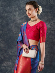 Women's Blend Pink Woven Design Designer Saree With Blouse Piece-33ALEKHA3301