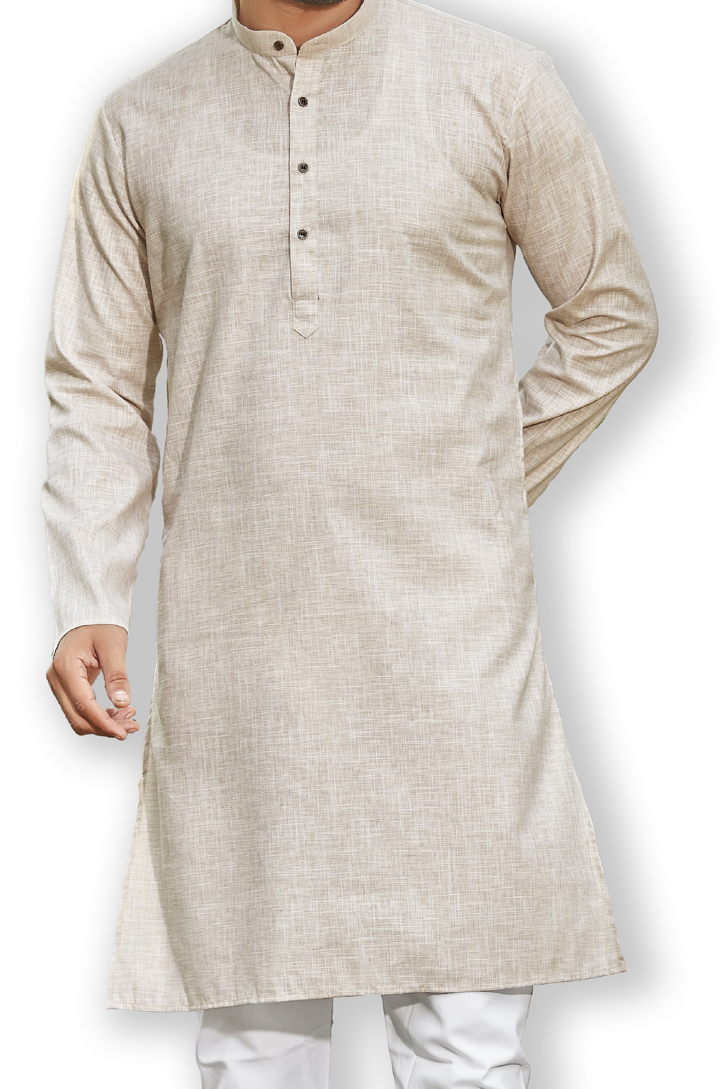 Cotton Kurta for Men - Beige | KPRESLBE38 | DesiQlo
