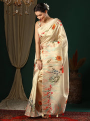Women's Art Metallic Printed Designer Saree With Blouse Piece-22KAVI2203