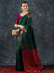 Women's Blend Purple Woven Design Designer Saree With Blouse Piece-21PAKHI2107