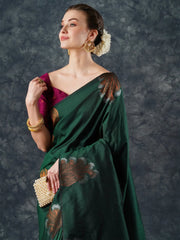 Women's Blend Purple Woven Design Designer Saree With Blouse Piece-21PAKHI2107