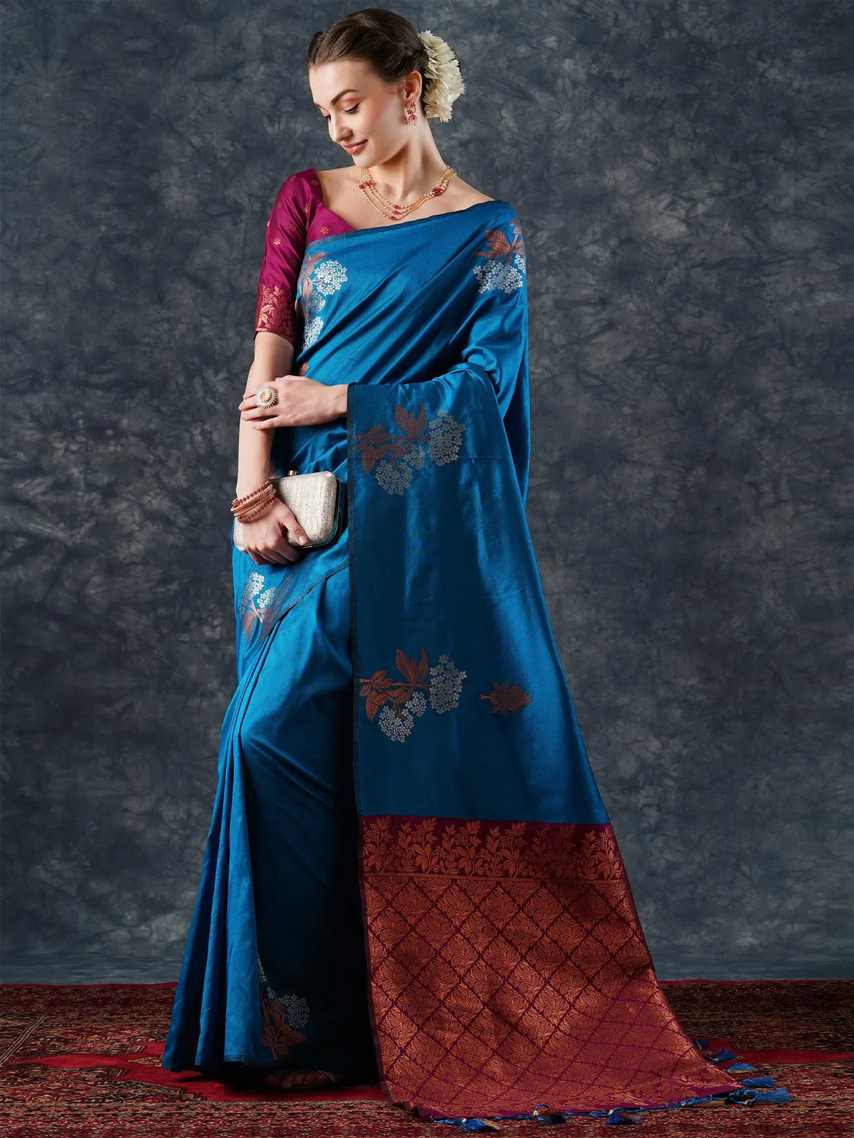 Women's Blend Green Woven Design Designer Saree With Blouse Piece-22PAKHI2201
