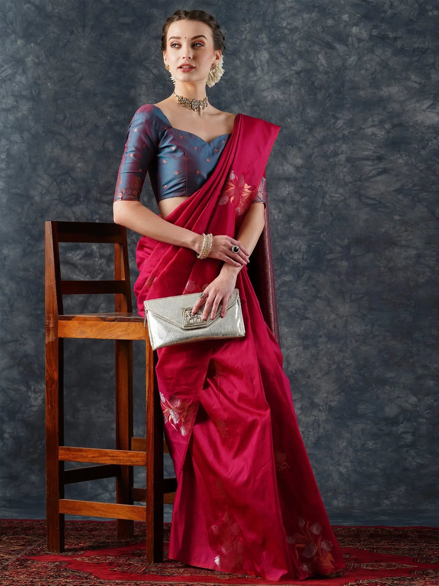 Elegant Pink Woven Polyester Saree with Blouse | Indian Sari
