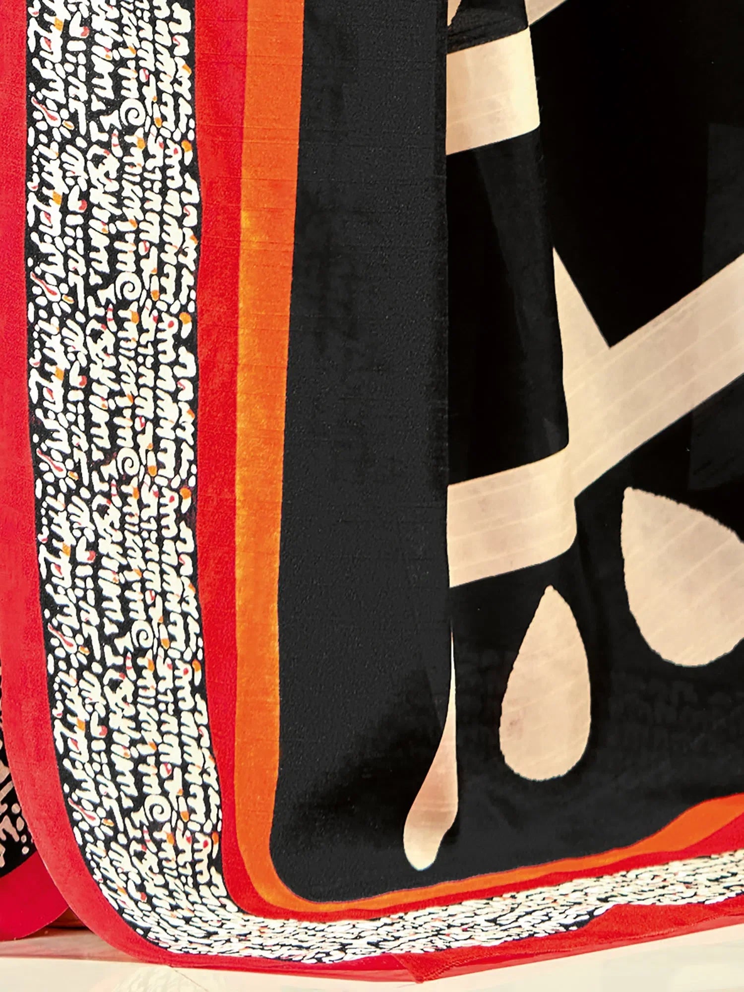 Cream Printed Indian Sari - Bhagalpuri Designer Saree