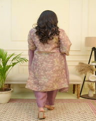 Women green tissue shimmer kurta with silk pant & dupatta-230VAASGREEN