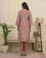 Women pink tissue shimmer kurta with silk pant & dupatta-230VAASPINK