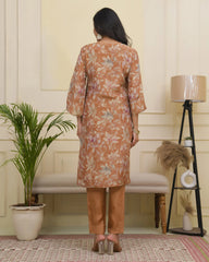 Women rust tissue shimmer kurta with silk pant & dupatta-230VAASRUST