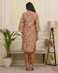 Women rust tissue shimmer kurta with silk pant & dupatta-230VAASRUST