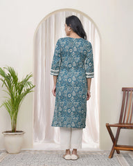Women Ferozi Cotton printed Straight Kurti with pant-235VAASFEROZI