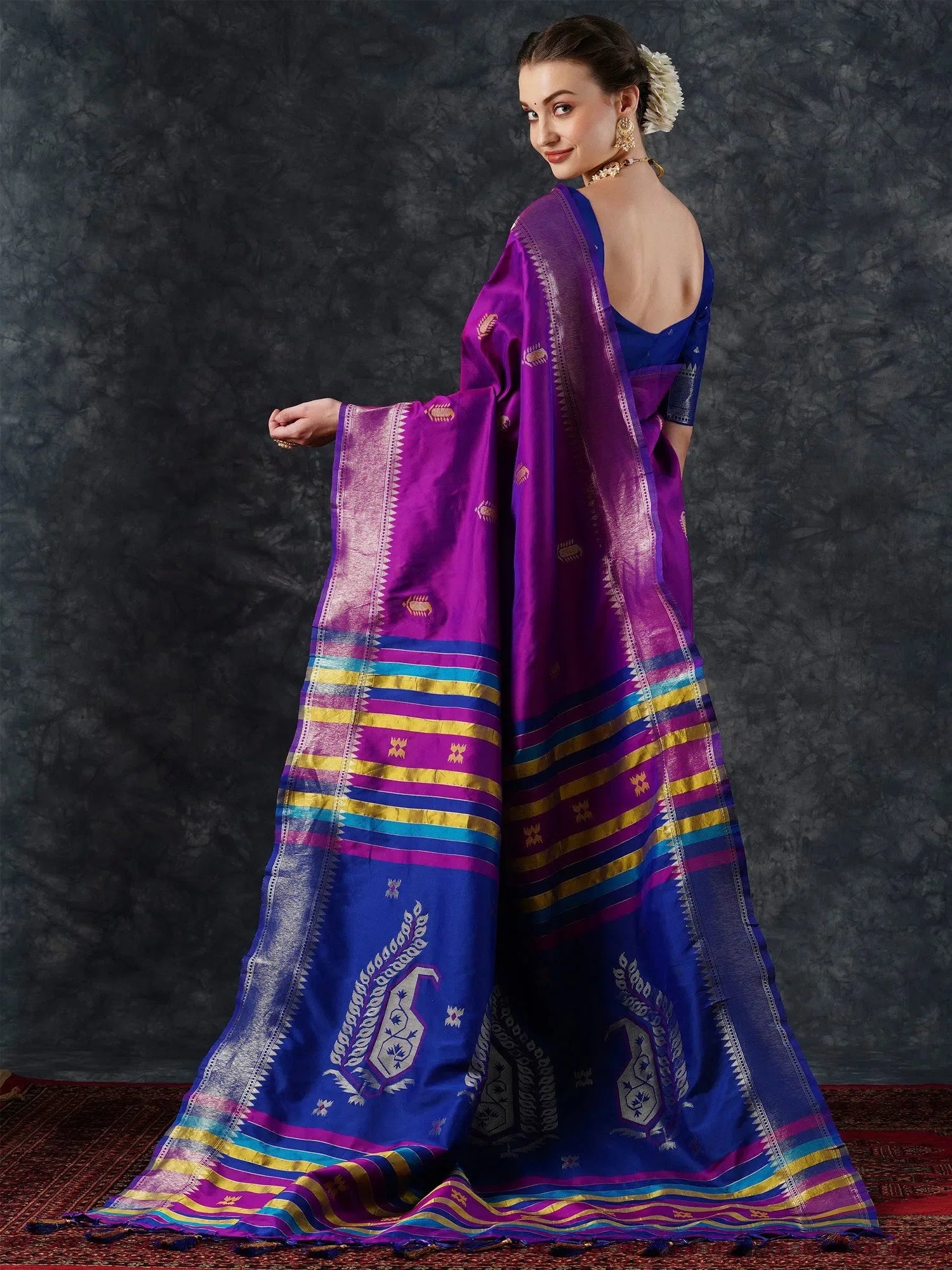 Magenta Woven Polyester Saree | Designer Indian Sarees