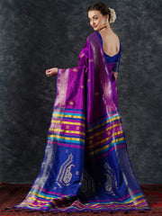 Women's Blend Teal Blue Woven Design Designer Saree With Blouse Piece-23PAKHI2304
