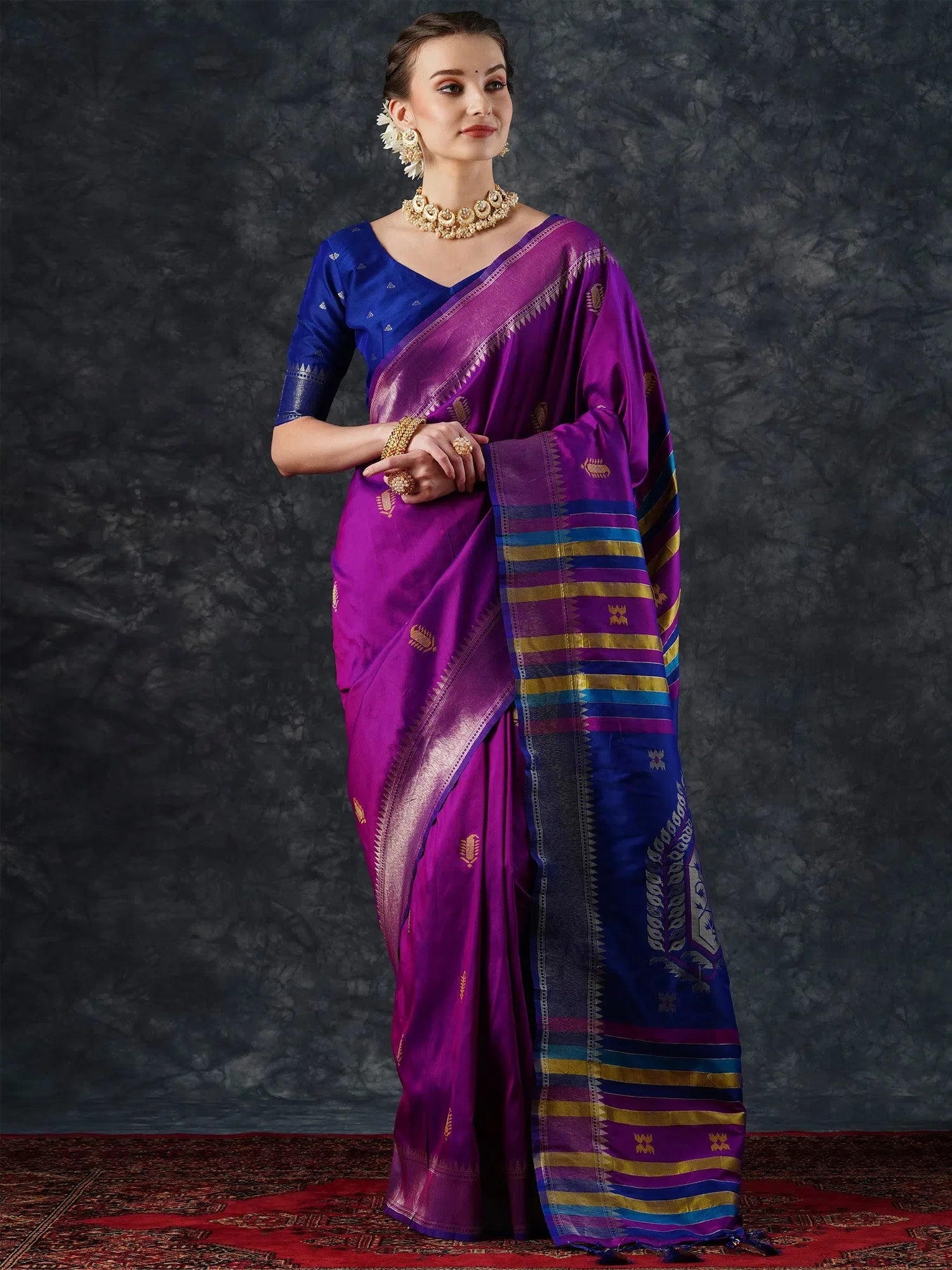 Magenta Woven Polyester Saree | Designer Indian Sarees