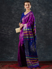 Women's Blend Teal Blue Woven Design Designer Saree With Blouse Piece-23PAKHI2304